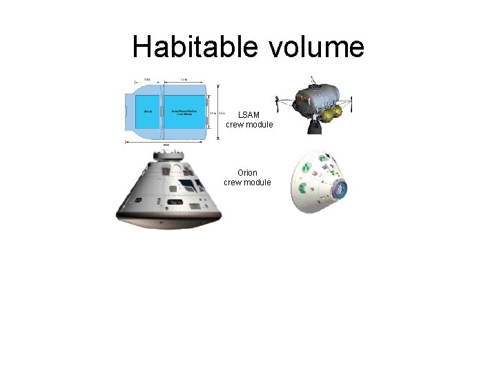 Habitable volume LSAM crew module Orion crew module 