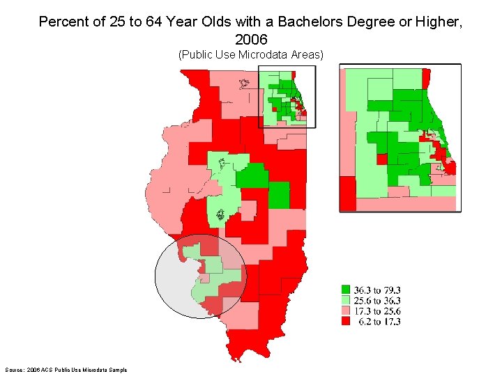 Percent of 25 to 64 Year Olds with a Bachelors Degree or Higher, 2006