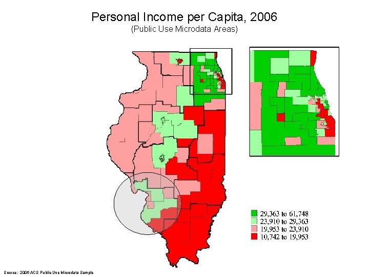 Personal Income per Capita, 2006 (Public Use Microdata Areas) Source: 2006 ACS Public Use