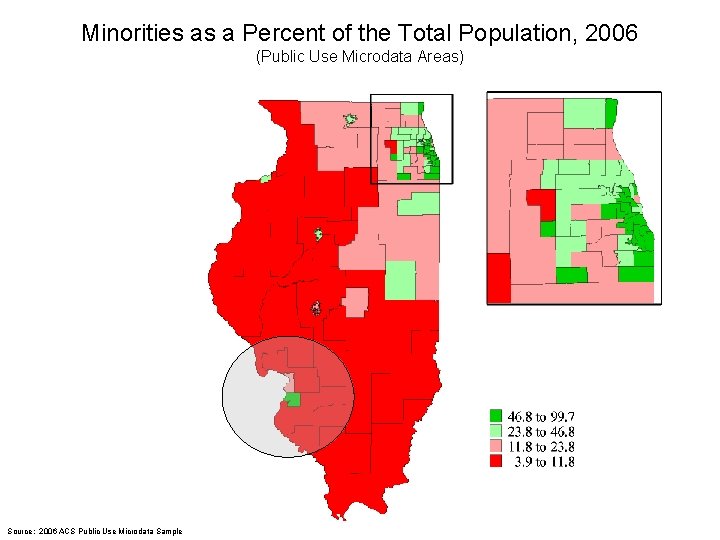 Minorities as a Percent of the Total Population, 2006 (Public Use Microdata Areas) Source: