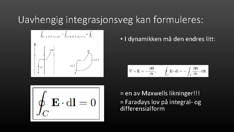 Uavhengig integrasjonsveg kan formuleres: • I dynamikken må den endres litt: = en av