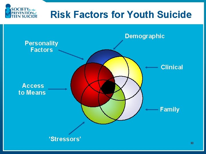 Risk Factors for Youth Suicide Demographic Personality Factors Clinical Access to Means Family ‘Stressors’