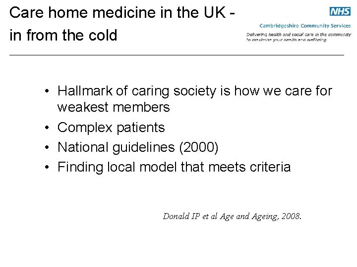 Care home medicine in the UK in from the cold • Hallmark of caring