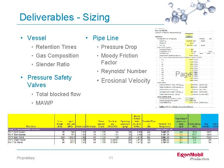 Deliverables - Sizing • Vessel • Pipe Line • Retention Times • Pressure Drop