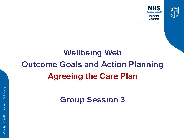 Wellbeing Web Outcome Goals and Action Planning Agreeing the Care Plan Group Session 3