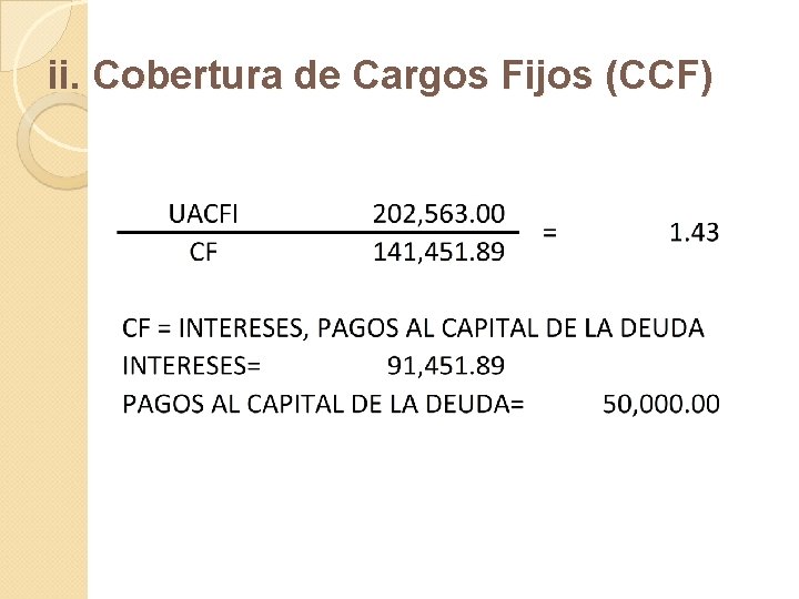 ii. Cobertura de Cargos Fijos (CCF) 