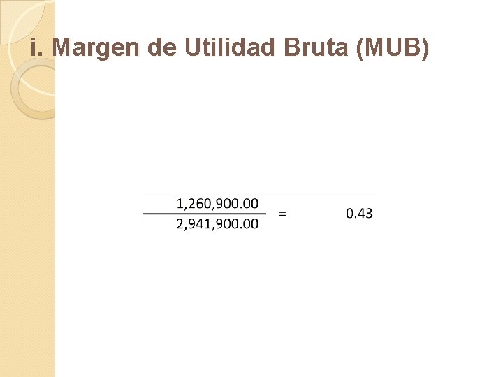 i. Margen de Utilidad Bruta (MUB) 