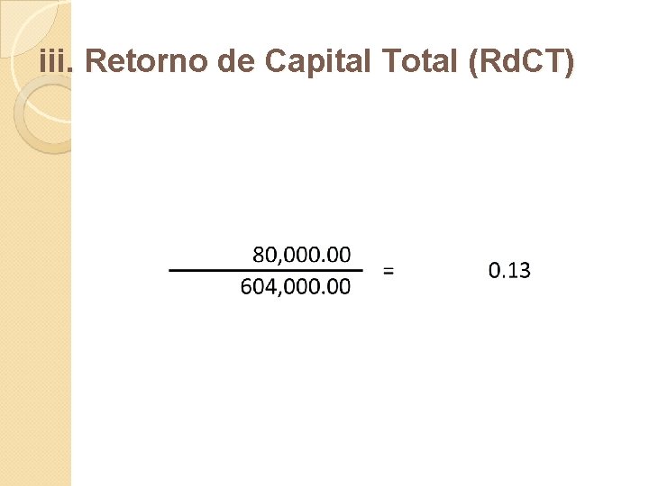 iii. Retorno de Capital Total (Rd. CT) 