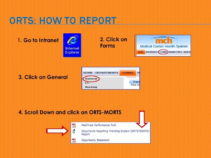 ORTS: HOW TO REPORT 