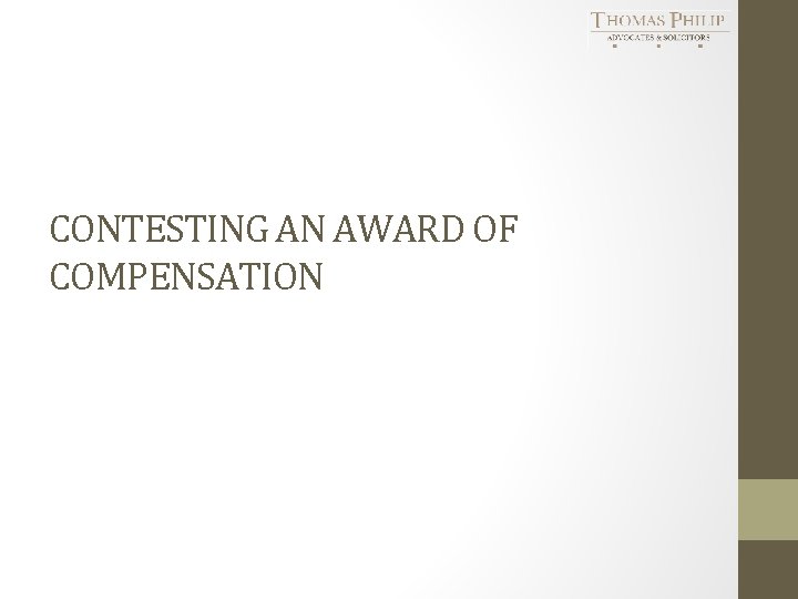 CONTESTING AN AWARD OF COMPENSATION 