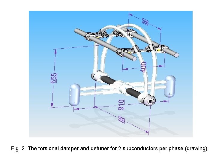 Fig. 2. The torsional damper and detuner for 2 subconductors per phase (drawing) 