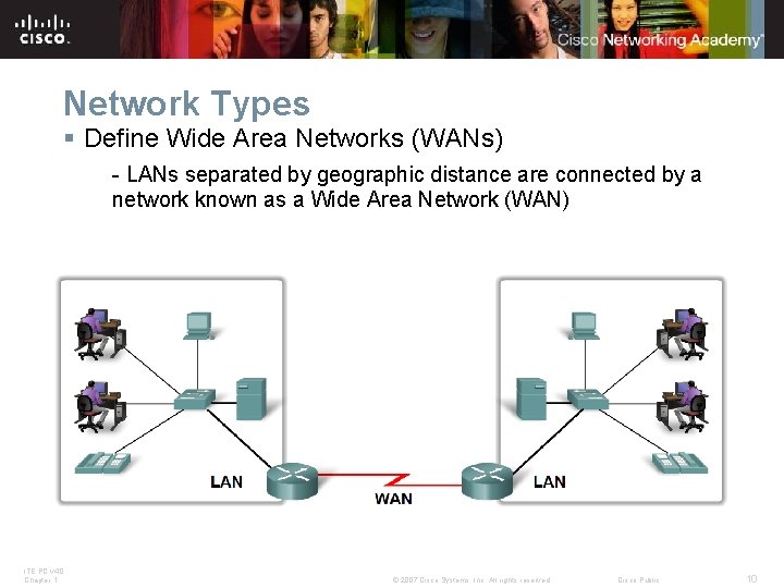 Network Types § Define Wide Area Networks (WANs) - LANs separated by geographic distance Network Types § Define Wide Area Networks (WANs) - LANs separated by geographic distance