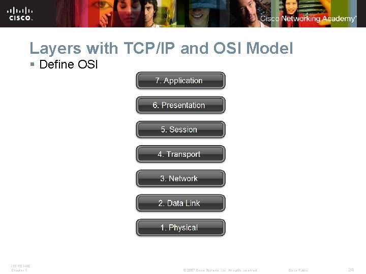 Layers with TCP/IP and OSI Model § Define OSI ITE PC v 4. 0 Layers with TCP/IP and OSI Model § Define OSI ITE PC v 4. 0