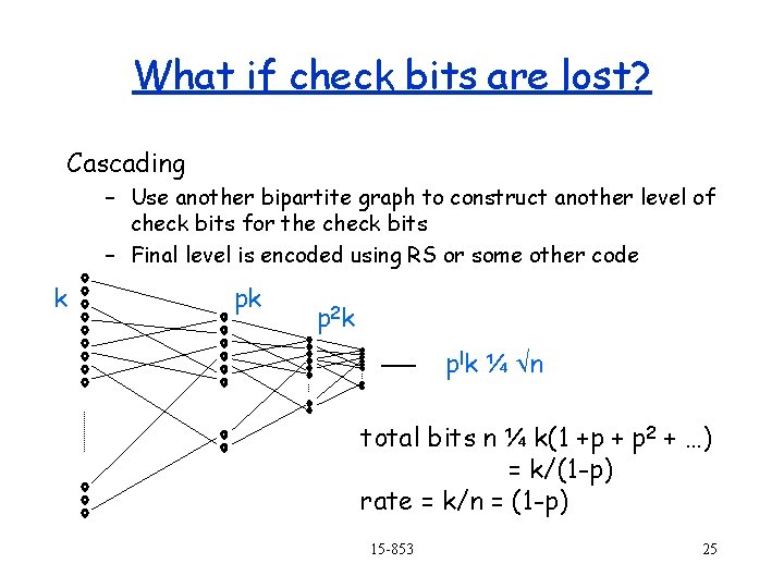 What if check bits are lost? Cascading – Use another bipartite graph to construct