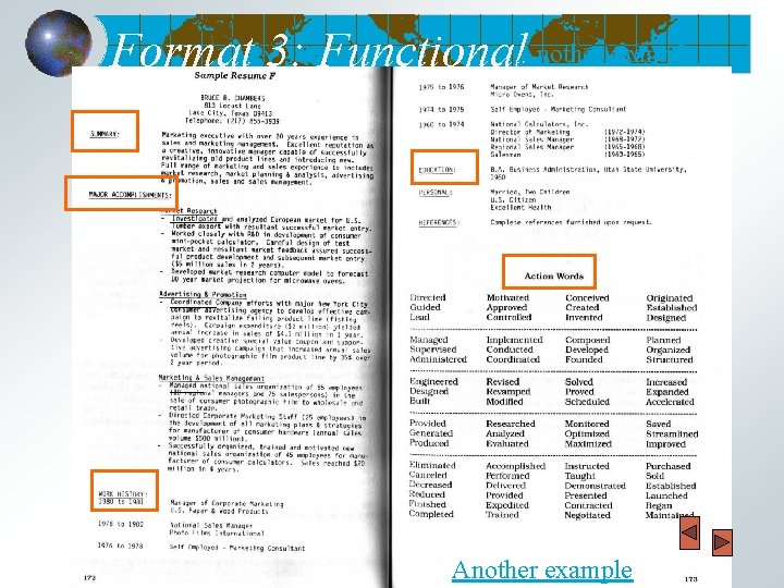 Format 3: Functional. Another example 