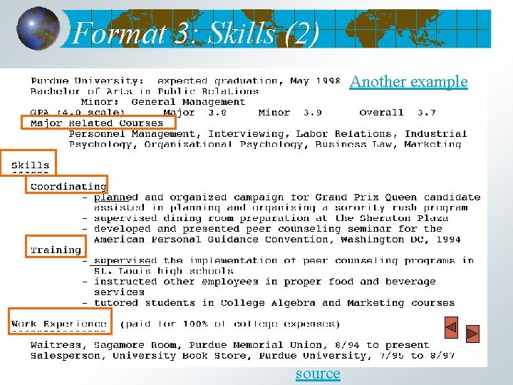 Format 3: Skills (2) Another example source 