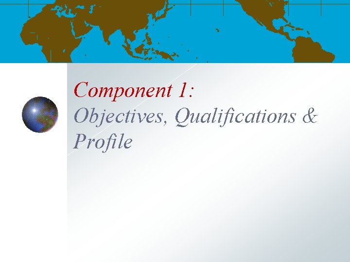 Component 1: Objectives, Qualifications & Profile 