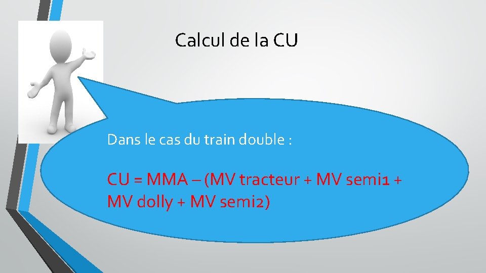 Calcul de la CU Dans le cas du train double : CU = MMA
