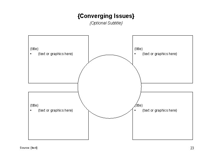 {Converging Issues} {Optional Subtitle} {title} • {text or graphics here} Source: {text} {title} •