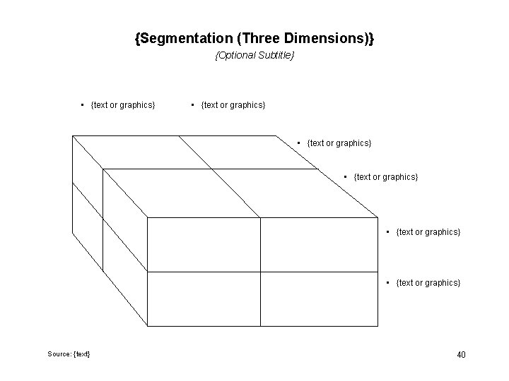 {Segmentation (Three Dimensions)} {Optional Subtitle} • {text or graphics} • {text or graphics} Source: