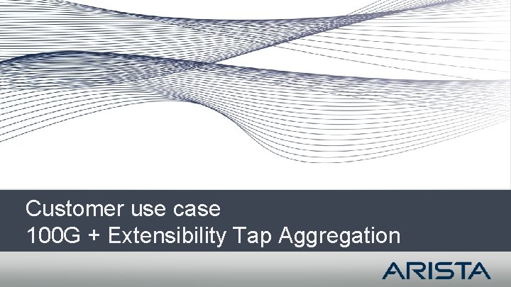 Customer use case 100 G + Extensibility Tap Aggregation Customer use case 100 G + Extensibility Tap Aggregation