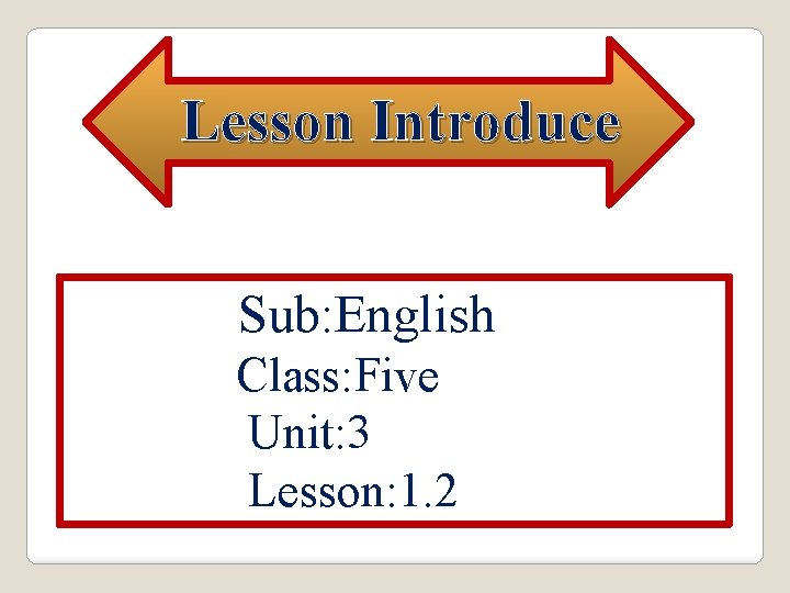 Lesson Introduce Sub: English Class: Five Unit: 3 Lesson: 1. 2 