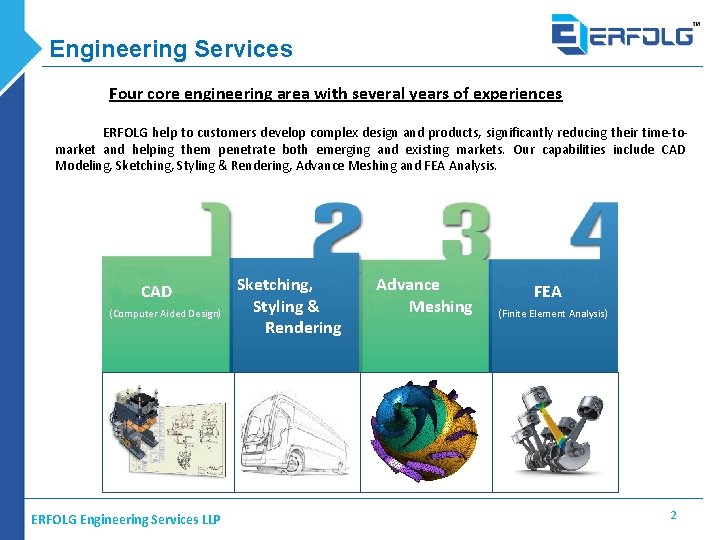 Engineering Services Four core engineering area with several years of experiences ERFOLG help to