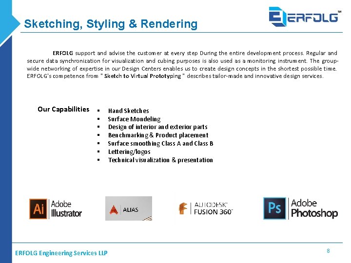 Sketching, Styling & Rendering ERFOLG support and advise the customer at every step During