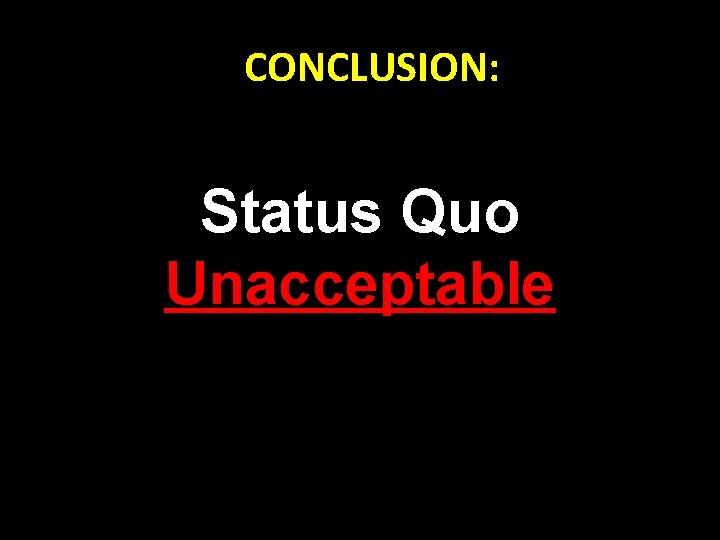 CONCLUSION: Status Quo Unacceptable 