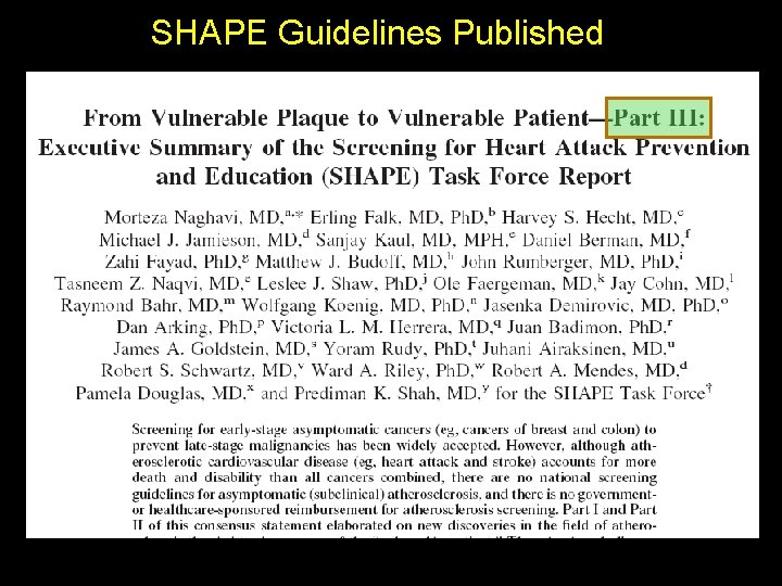 SHAPE Guidelines Published 