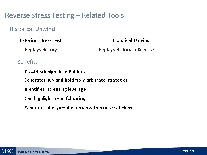 Reverse Stress Testing – Related Tools Historical Unwind Historical Stress Test Replays History Historical Reverse Stress Testing – Related Tools Historical Unwind Historical Stress Test Replays History Historical