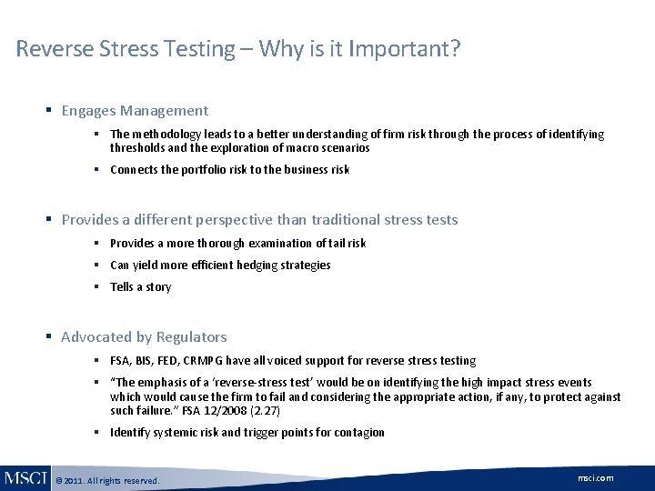 Reverse Stress Testing – Why is it Important? § Engages Management § The methodology Reverse Stress Testing – Why is it Important? § Engages Management § The methodology