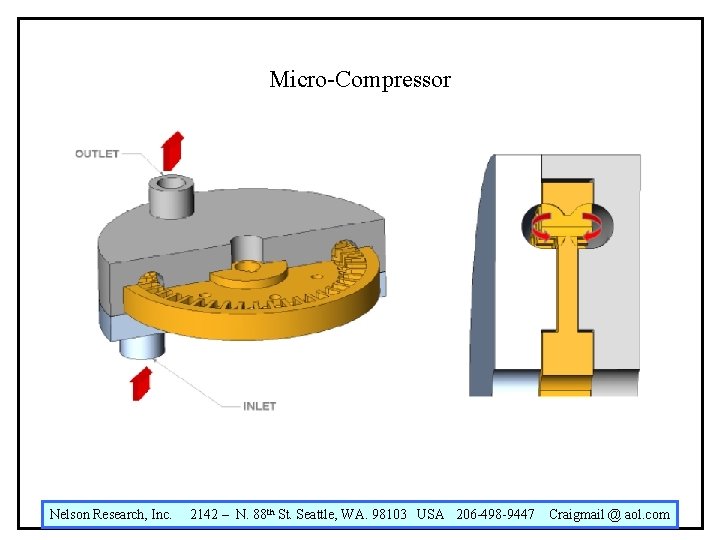 Micro-Compressor Nelson Research, Inc. 2142 – N. 88 th St. Seattle, WA. 98103 USA