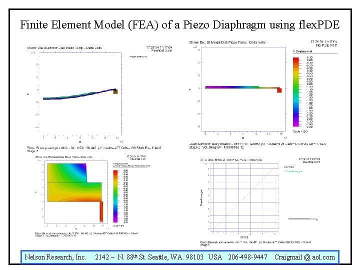 Finite Element Model (FEA) of a Piezo Diaphragm using flex. PDE Nelson Research, Inc.