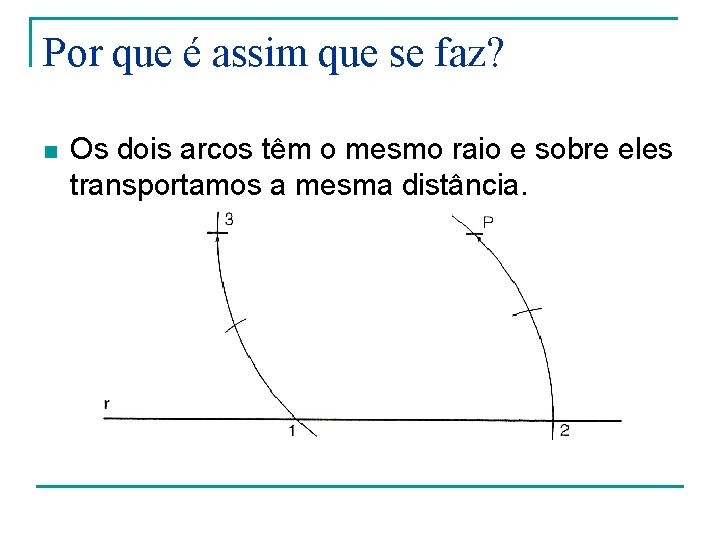 Por que é assim que se faz? n Os dois arcos têm o mesmo Por que é assim que se faz? n Os dois arcos têm o mesmo