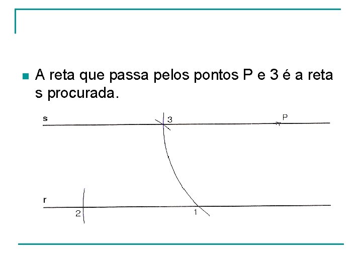 n A reta que passa pelos pontos P e 3 é a reta s n A reta que passa pelos pontos P e 3 é a reta s