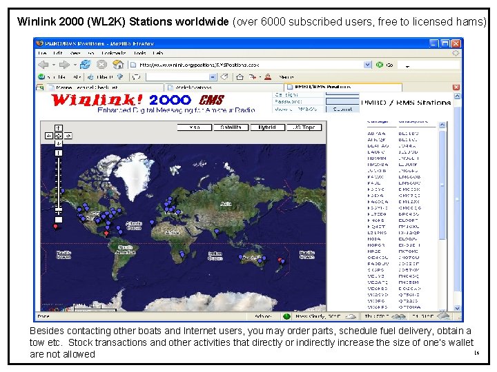 Winlink 2000 (WL 2 K) Stations worldwide (over 6000 subscribed users, free to licensed