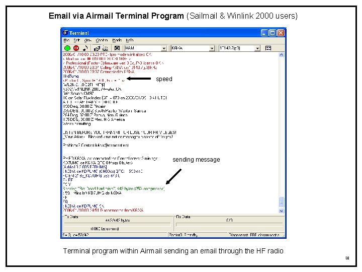 Email via Airmail Terminal Program (Sailmail & Winlink 2000 users) speed sending message Terminal