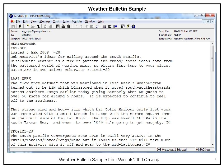 Weather Bulletin Sample from Winlink 2000 Catalog 6 