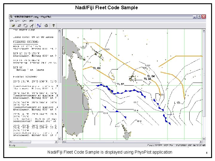 Nadi/Fiji Fleet Code Sample is displayed using Phys. Plot application 8 