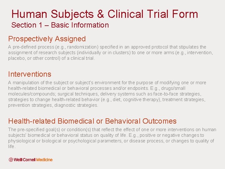 Human Subjects & Clinical Trial Form Section 1 – Basic Information Prospectively Assigned A