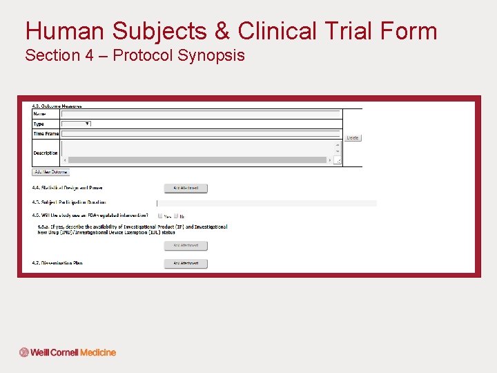 Human Subjects & Clinical Trial Form Section 4 – Protocol Synopsis 