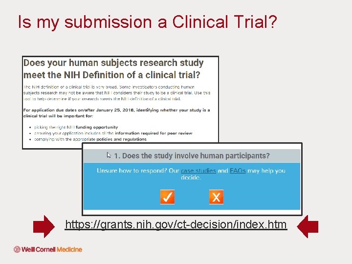 Is my submission a Clinical Trial? https: //grants. nih. gov/ct-decision/index. htm 