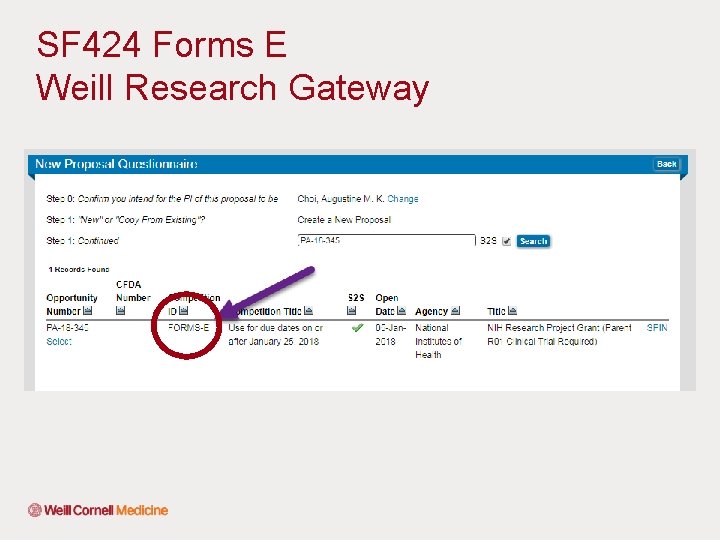 SF 424 Forms E Weill Research Gateway 