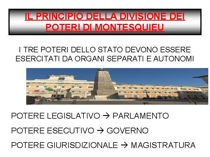 IL PRINCIPIO DELLA DIVISIONE DEI POTERI DI MONTESQUIEU I TRE POTERI DELLO STATO DEVONO