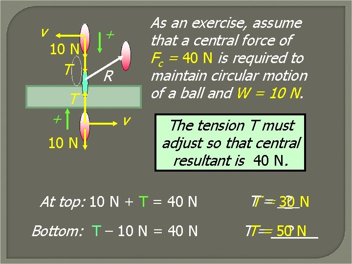 v 10 N T As an exercise, assume that a central force of Fc