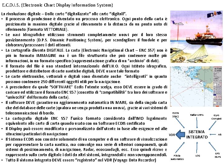 E. C. D. I. S. (Electronic Chart Display Information System) La rivoluzione digitale –
