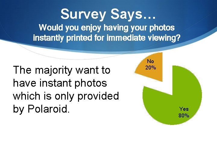 Survey Says… Would you enjoy having your photos instantly printed for immediate viewing? The