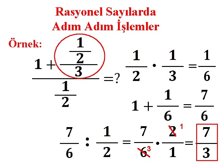 Rasyonel Sayılarda Adım İşlemler Örnek: . = = : = 3 . 1 =