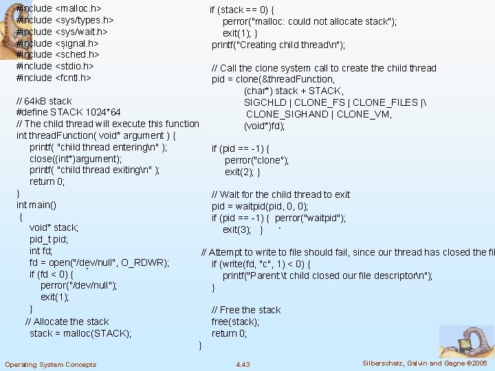 #include <malloc. h> if (stack == 0) { #include <sys/types. h> perror("malloc: could not